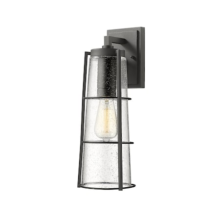 Z-Lite Helix 1 Light Outdoor Wall Sconce, Black And Clear Seedy 591B-BK